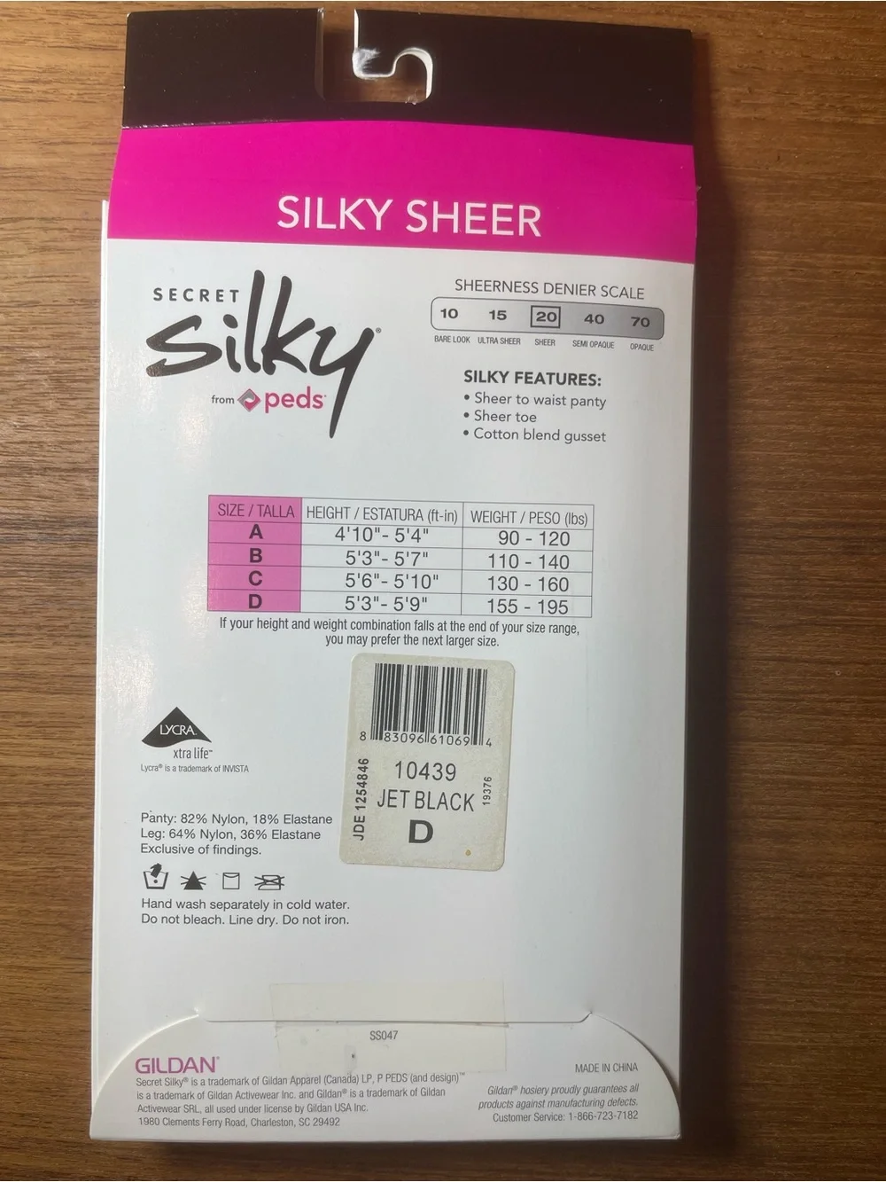 Gildan Jet Black Sheer-To-Waist Hosiery